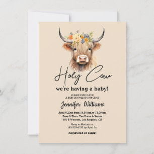 Invitation vache sacrée veau des highlands shower bébé minima