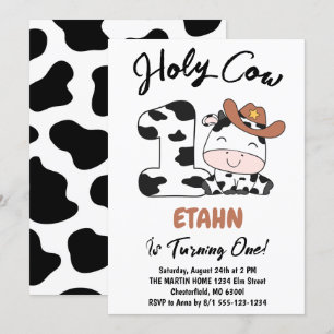 Invitation Vache sainte Je suis un garçon 1er anniversaire In