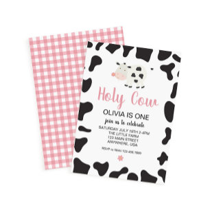 Invitation Vache Sainte Je Suis Une Fleur De Gingham Rose Ann
