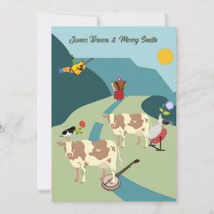 Invitation Vaches dans Love Road Country Music Mariage