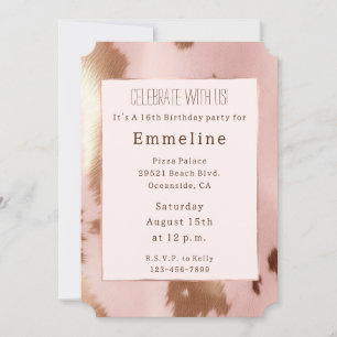 Invitation Vachette blanche en or rose