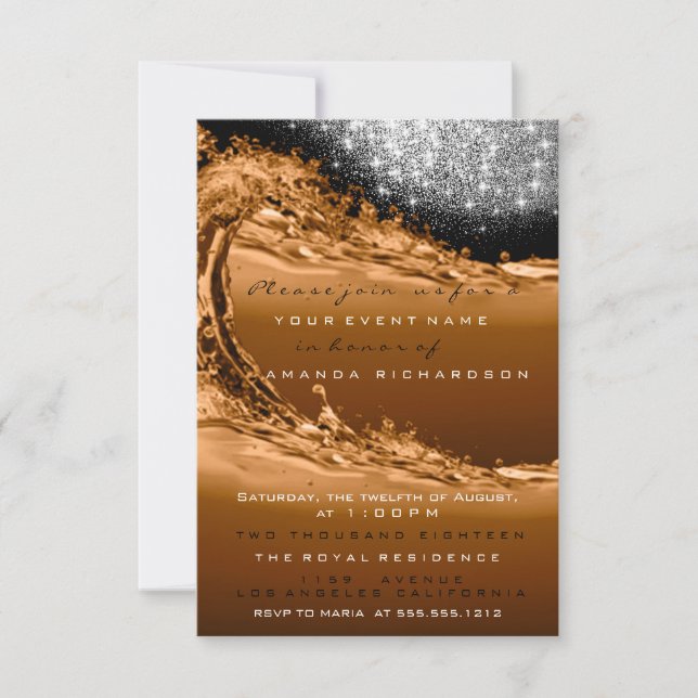 Invitation Vague Brown moderne Abstrait Surprise Anniversaire (Devant)