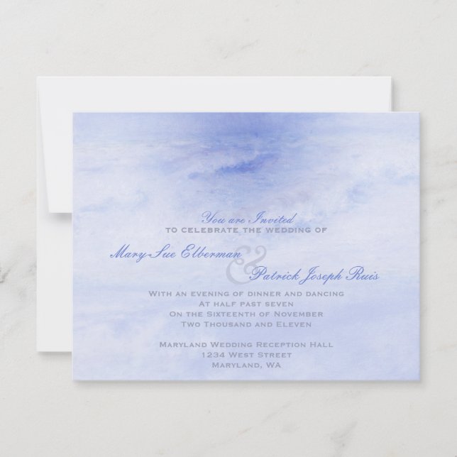 Invitation Vague Océanique : Bleu Pâle Soirée Uniquement Peti (Devant)