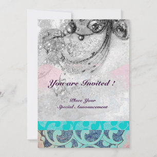 Invitation VAGUES ABSTRAITES Bleu sarcelle, Noir Blanc Bleu M