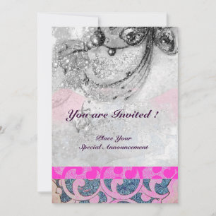 Invitation VAGUES ABSTRAITES, Noir Blanc, Fuchsia Rose Mariag