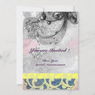 Invitation VAGUES, brillant noir et blanc bleu jaune
