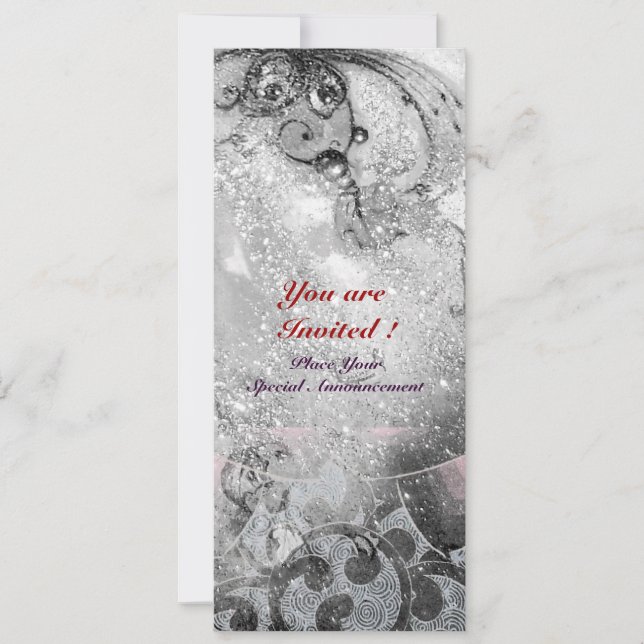 Invitation VAGUES, brillantes étincelles noires et blanches (Devant)