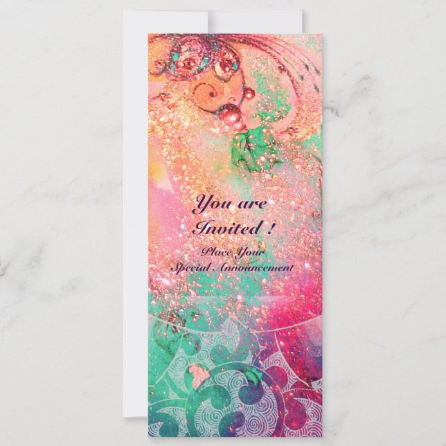 Invitation VAGUES , brillantes  rouges vertes bleues roses or (Devant)