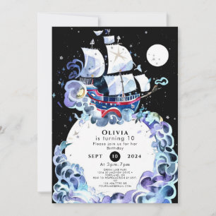 Invitation Vagues d'Anniversaire Pirate amusant
