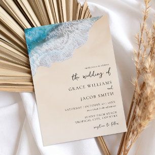 Invitation Vagues de l'océan bleu Mariage tropical sur la pla