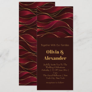 Invitation Vagues de marbre rouge burgundy élégantes avec acc