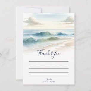 Invitation Vagues de plage à l'aquarelle Merci côtier rustiqu