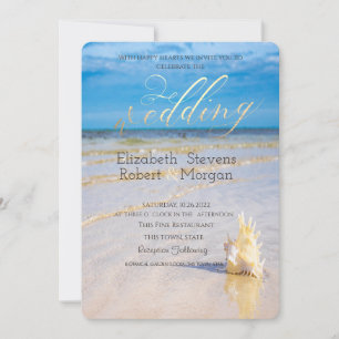 Invitation Vagues de Plage Coquillages Mariage