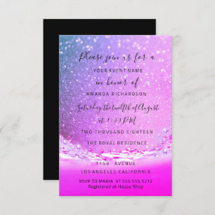 Invitation Vagues Océan Fuchsia Mariage rose