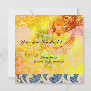 Invitation VAGUES RUBY, rouge vif jaune bleu rose