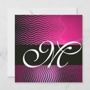 Invitation VAGUES STYLÉES MONOGRAMME, rose, améthyste violet
