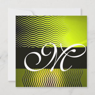 Invitation VAGUES STYLÉES MONOGRAMME, topaze jaune
