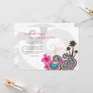 Invitation Vagues tropicales Hibiscus rose Destination Mariag