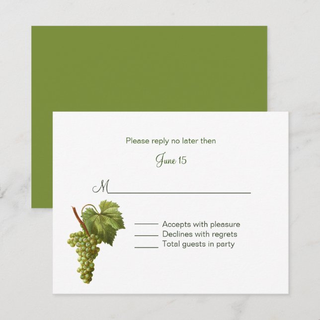Invitation Vaisseaux de raisins Domaine Mariage Mariage à thè (Devant / Derrière)