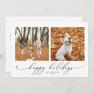 Invitation VALENTINA Elegant Script 2 Photo Happy Holidays