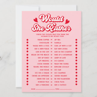 Invitation Valentine Baby Shower Would She Rather Game Card