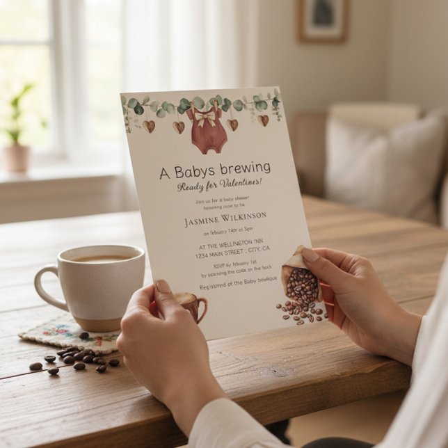 Invitation Valentine "Babys Brewing" Coffee Themed Invite (Créateur téléchargé)