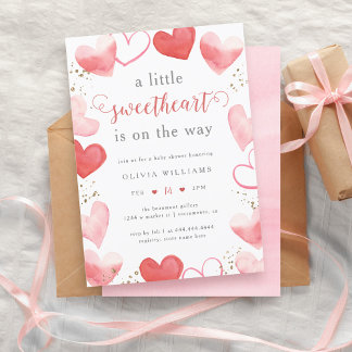 Invitation Valentine coeur amoureuse Baby shower fille