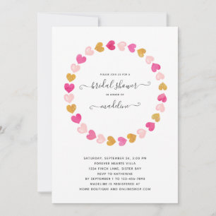 Invitation Valentine Coeur rose Fête des mariées amoureuse