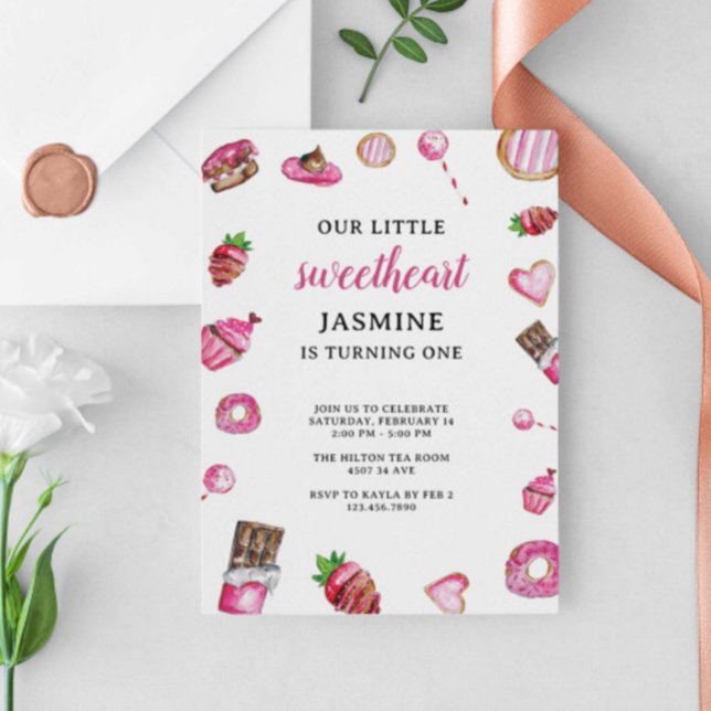 Invitation Valentine Desserts Petite amoureuse Anniversaire m (Créateur téléchargé)