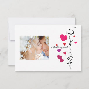 Invitation Valentine fait sur commande : De tout mon coeur