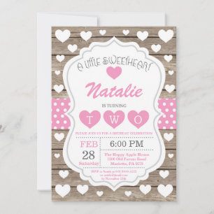 Invitation Valentine Little Sweetheart Deuxième 2e anniversai