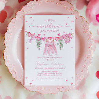 Invitation Valentine’s Baby Shower Invitation, Pink Heart