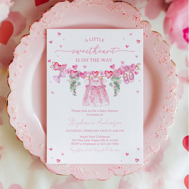 Invitation Valentine’s Baby Shower Invitation, Pink Heart (Créateur téléchargé)