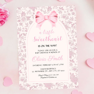 Invitation Valentine’s Day Sweetheart Pink Bow Baby Shower