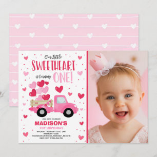 Invitation Valentine Sweetheart 1er anniversaire Camion rouge