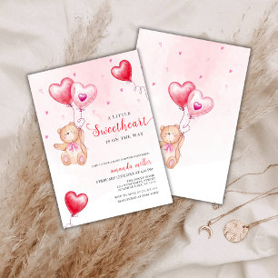 Invitation Valentine Teddy Bear Baby shower de ballon coeur