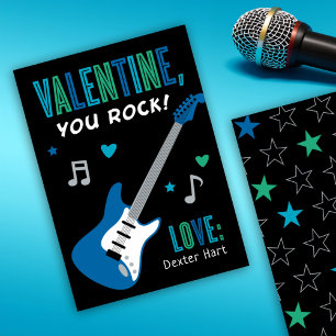 Invitation Valentine You Rock Guitare Bleue Enfants Saint-Val