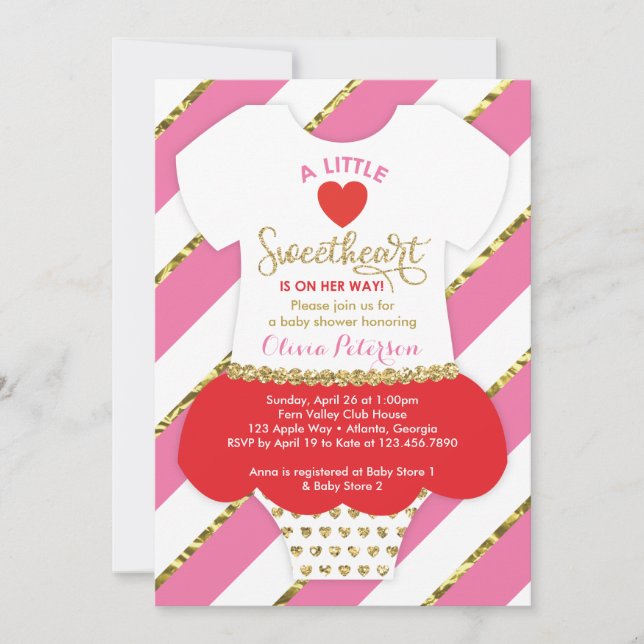 Invitation Valentines Baby shower Invitation, Parties scintil (Devant)