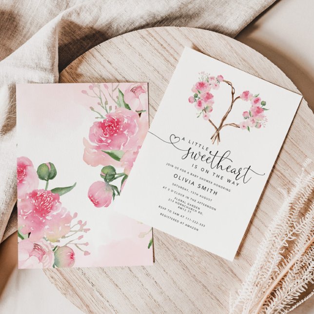 Invitation Valentines coeur floral piment petit amoureux (Créateur téléchargé)