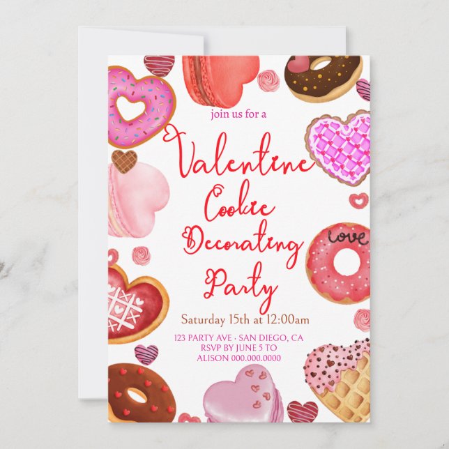 Invitation Valentines Cookie Décoration Party (Devant)