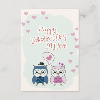 Invitation Valentine's Day Card Cute Owns Couple