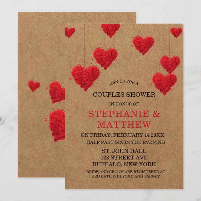 Invitation Valentine's Day Couples Douche (Devant / Derrière)