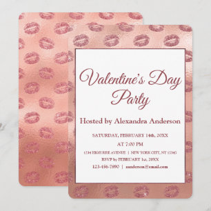 Invitation Valentine's Day Rose Gold Lips Baisers