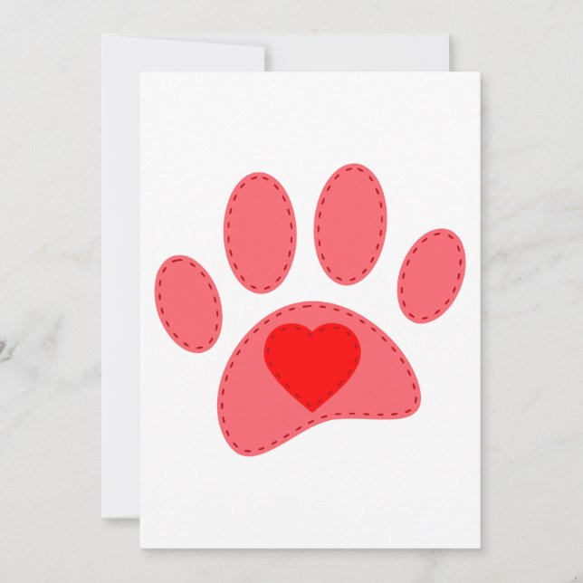 Invitation Valentines Empreinte de patte de chien pointé (Devant)