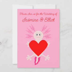 Invitation Valentines Jour Amour Coeur Axolotl Mariage person