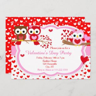 Invitation Valentines Jour fêtes Cute Saint Valentin Chouette