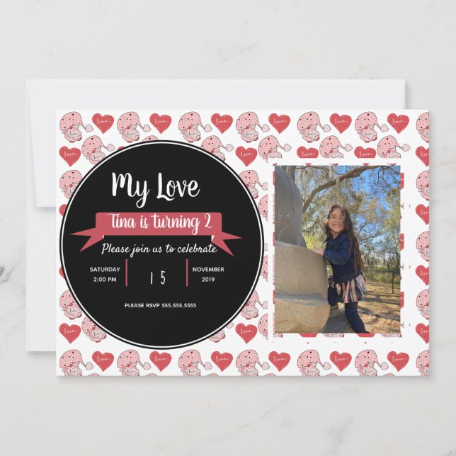 Invitation Valentines Jour Gnome Doodle Kids Party Photo (Devant)