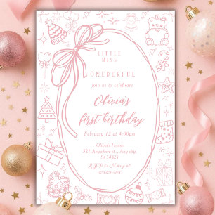 Invitation Valentines Rose Little Miss ONEderful 1er Annivers
