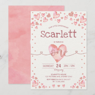 Invitation Valentines roses d'or rose amour 1er anniversaire