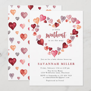 Invitation Valentines Un Petit Baby shower Coeurs Amoureux